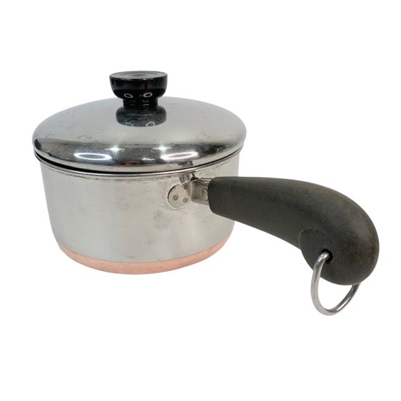 Revere Ware 1.5 Quart Sauce Pan With Lid Vintage Copper Clad Bottom Rome NY - Picture 4 of 11